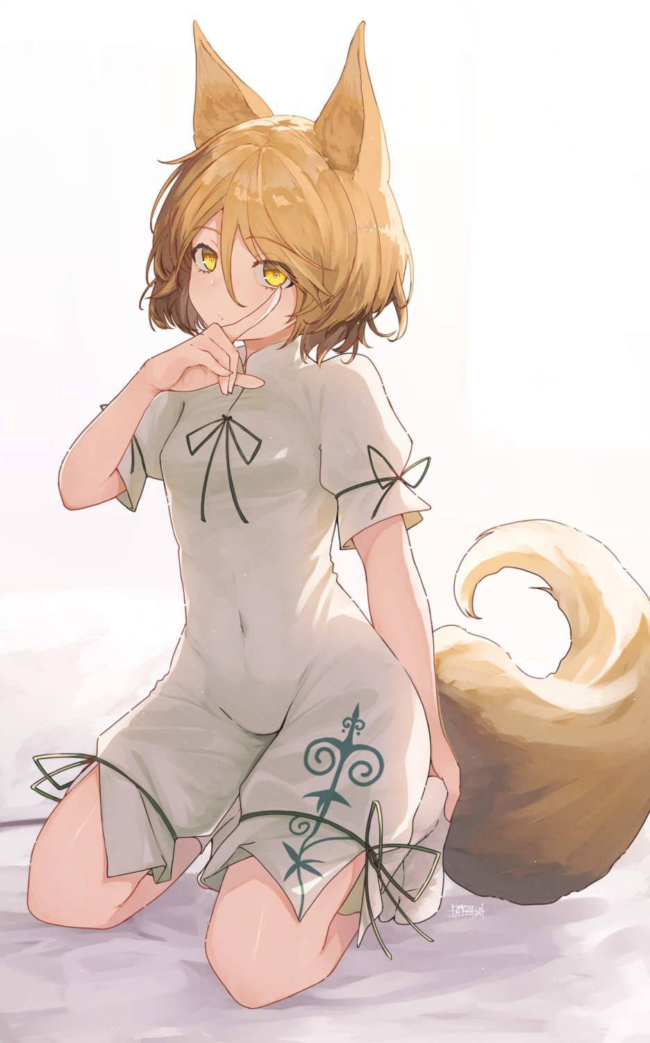 animal_ears, asian_clothes, kitsune, kudamaki_tsukasa, senzaicha_kasukadoki, tail, touhou