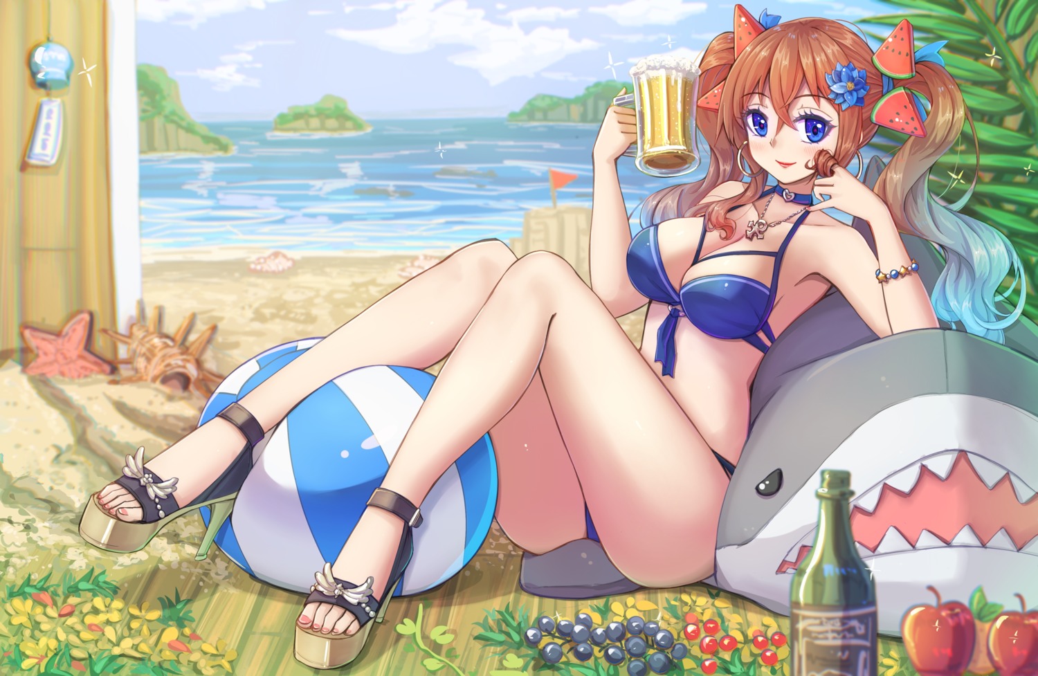 bikini, heels, suikakitsu_shiro, swimsuits