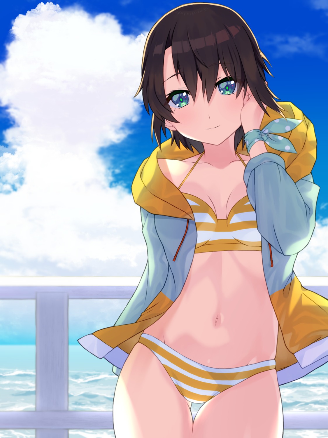 bikini, cleavage, hololive, ikemori_up, oozora_subaru, open_shirt, swimsuits