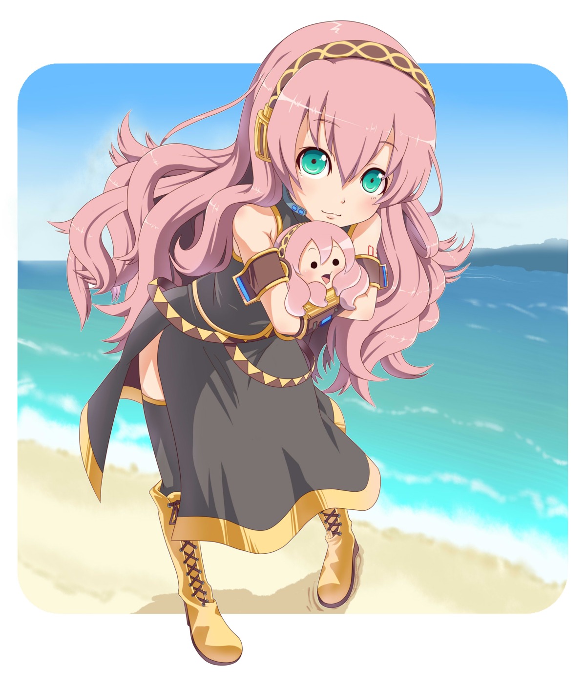 megurine_luka, thighhighs, vocaloid, yooguru