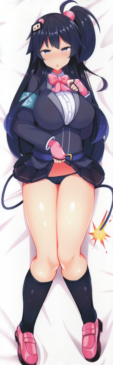 bomber_girl, dakimakura, jakko, pantsu, seifuku, skirt_lift, tail