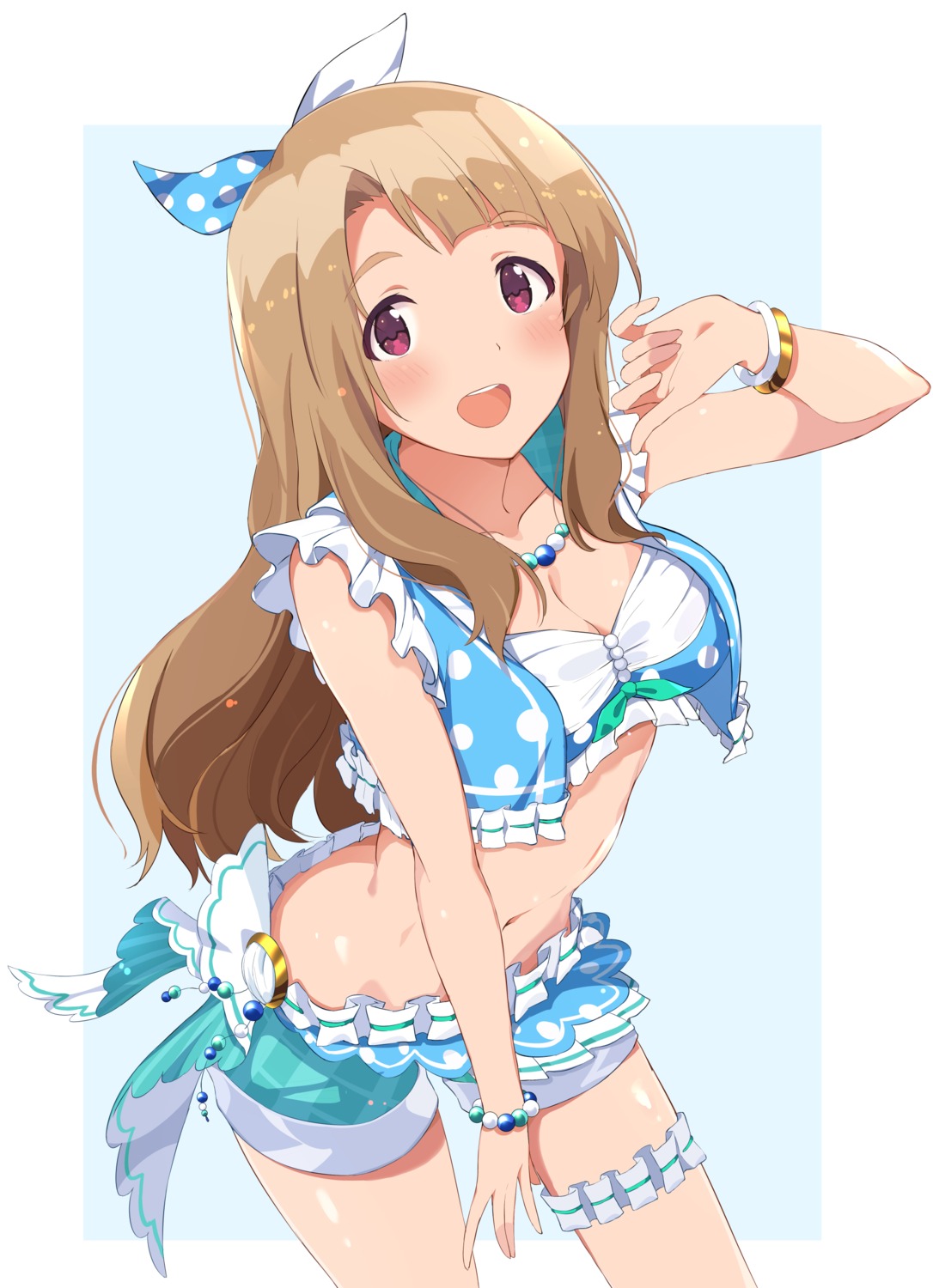 bra, cleavage, cuewel, garter, miyao_miya, open_shirt, the_idolm@ster, the_idolm@ster_million_live!