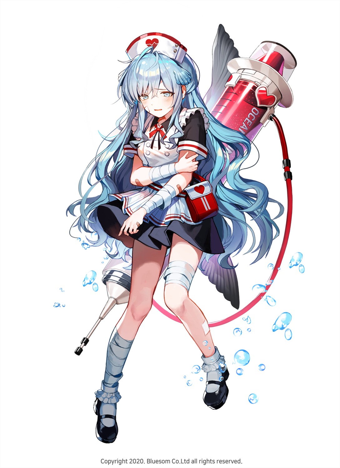 bandages, bandaid, blood, lentain, nurse, skirt_lift, yasei_shoujo