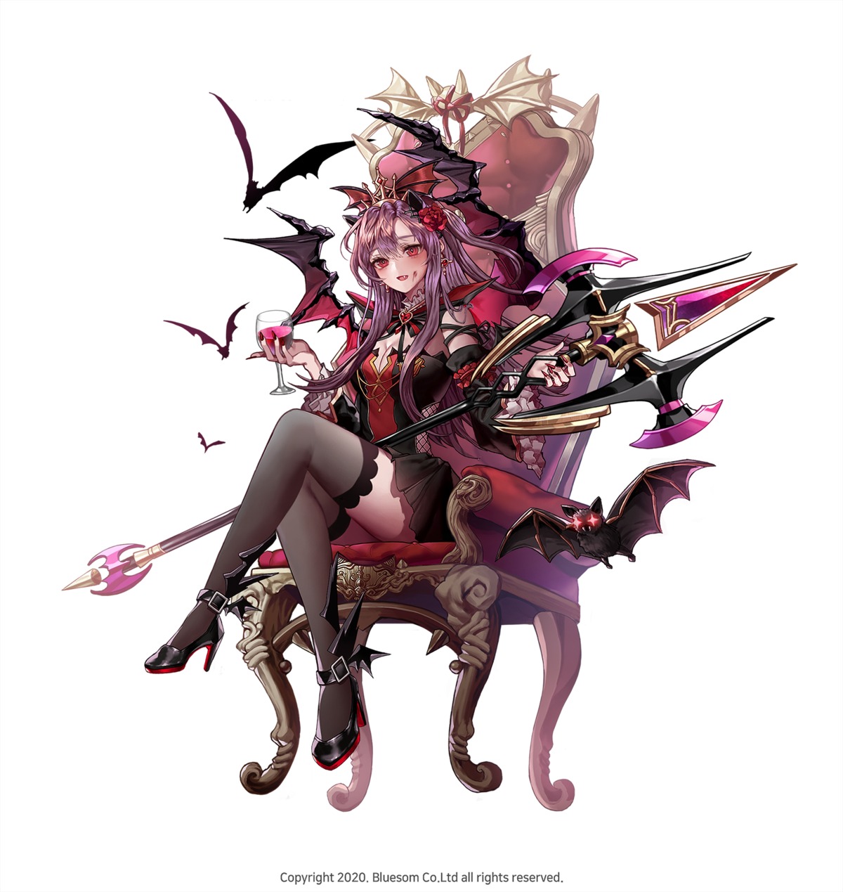 heels, lentain, skirt_lift, thighhighs, weapon, wings, yasei_shoujo