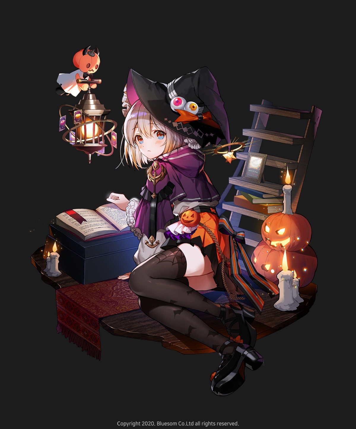 halloween, heels, lentain, skirt_lift, thighhighs, witch, yasei_shoujo
