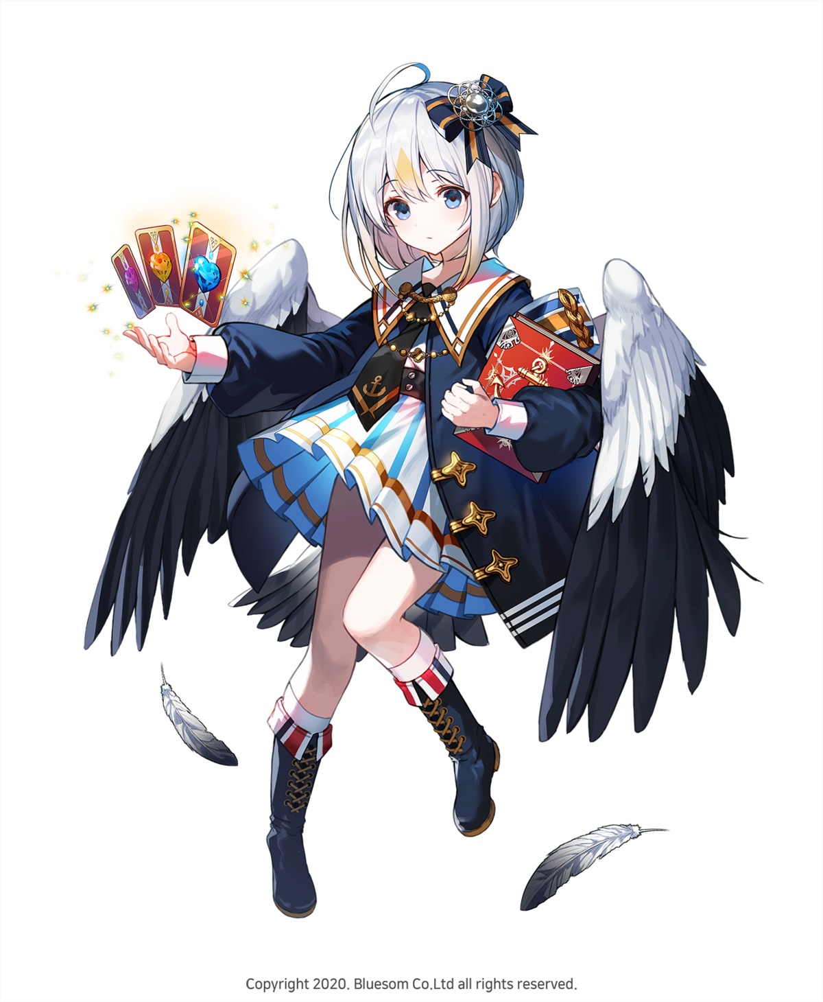 lentain, seifuku, skirt_lift, wings, yasei_shoujo