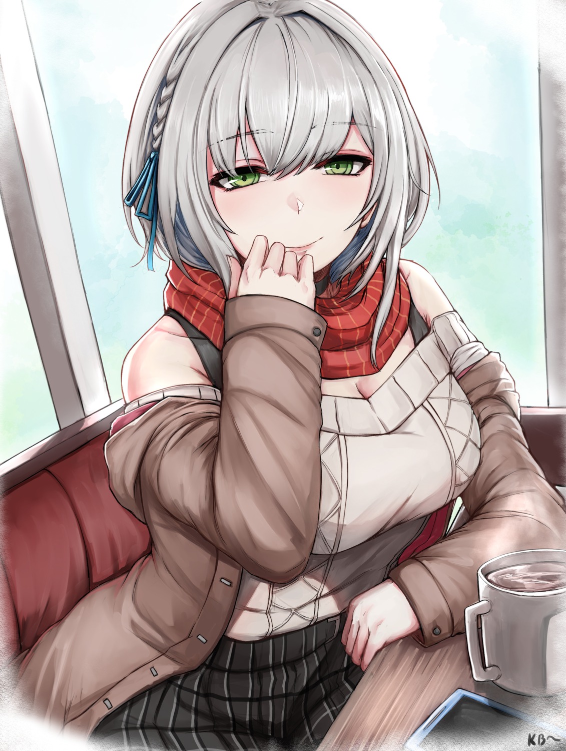 cleavage, hololive, kb-5, shirogane_noel, sweater