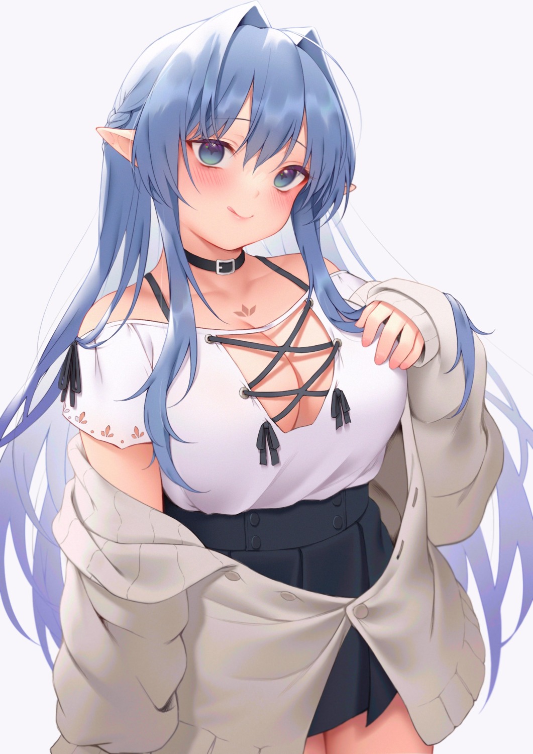pointy_ears, sweater, tattoo, zhaofeng_yinyue
