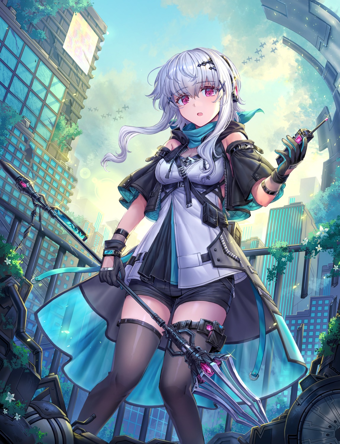 garter, shichigatsu, thighhighs, weapon