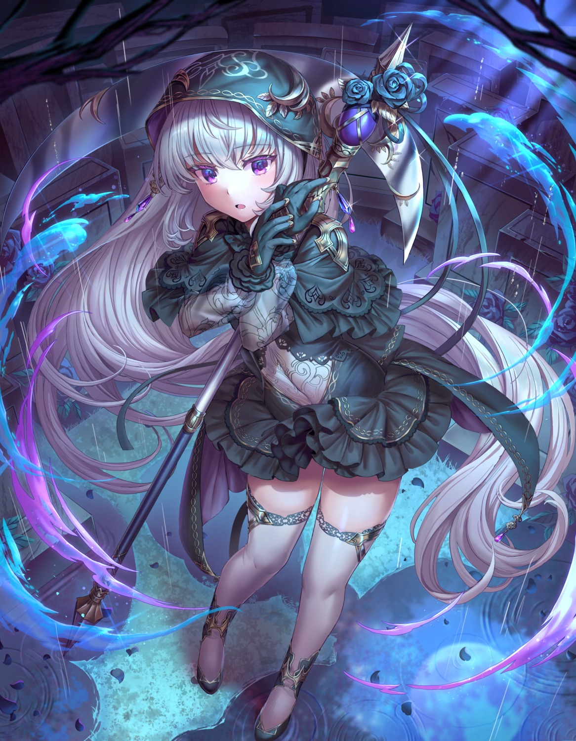 lolita_fashion, shichigatsu, skirt_lift, thighhighs, weapon