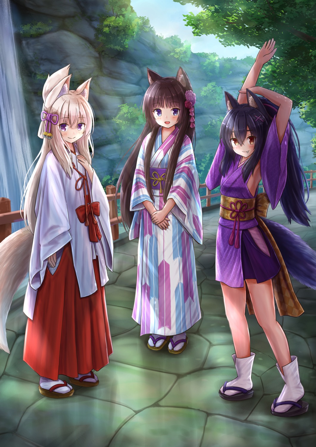 animal_ears, iroha_(iroha_matsurika), japanese_clothes, kimono, kitsune, miko, nekomimi, tail