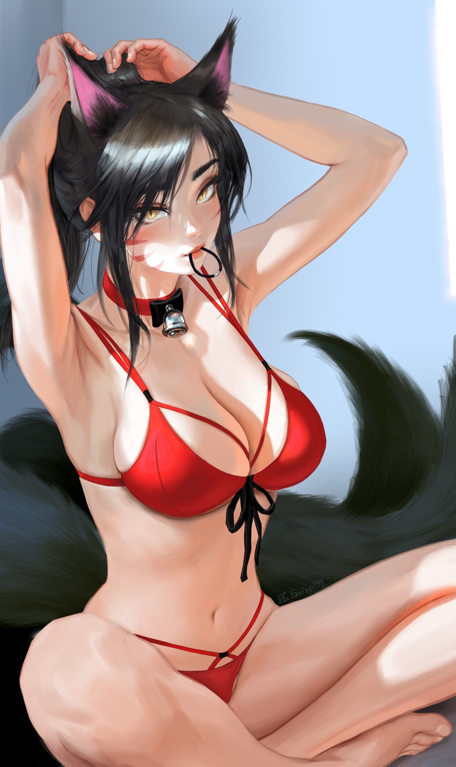 ahri, animal_ears, bikini, emirp199, kitsune, league_of_legends, swimsuits, tail