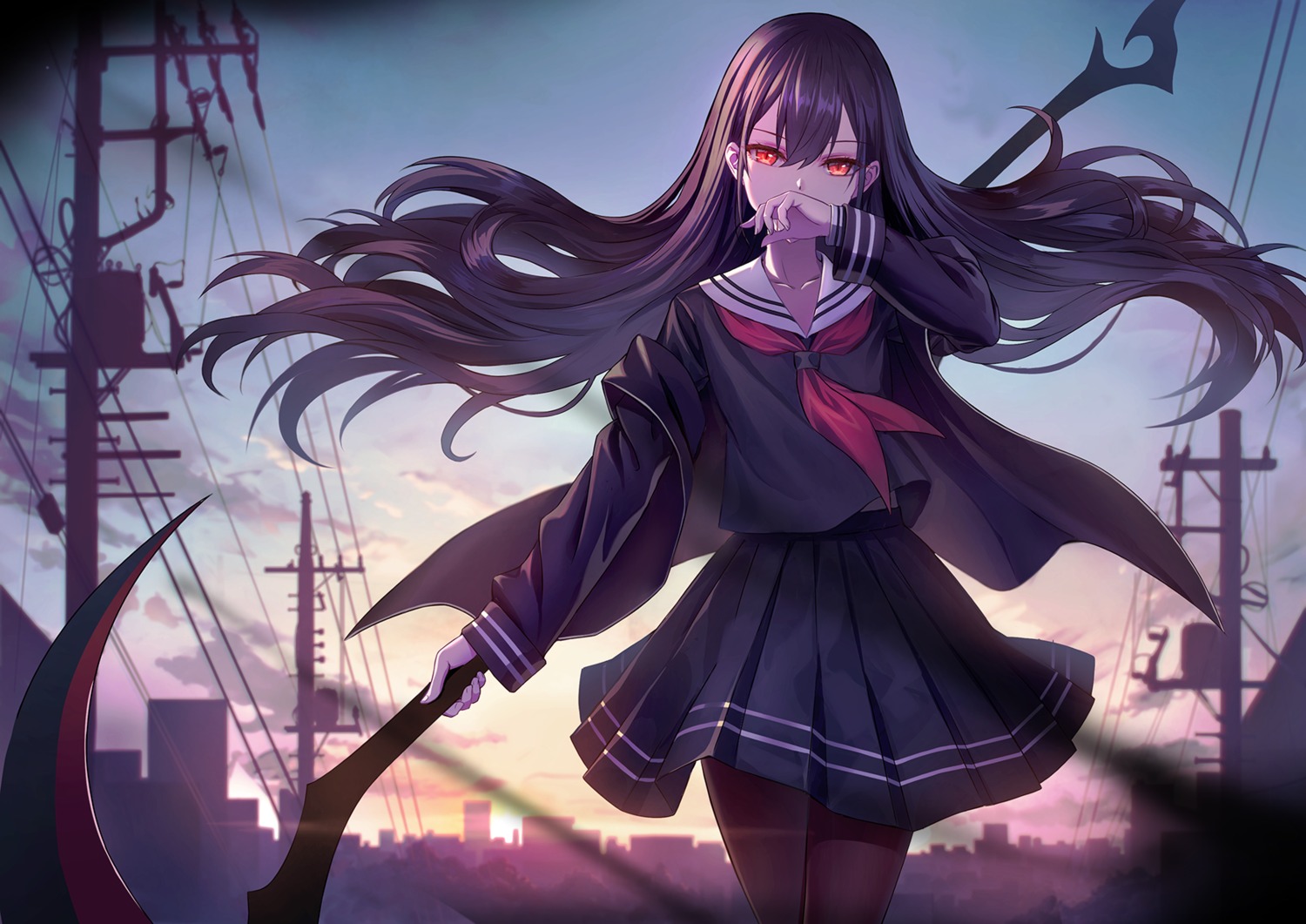 pantyhose, seifuku, sion_(9117), weapon