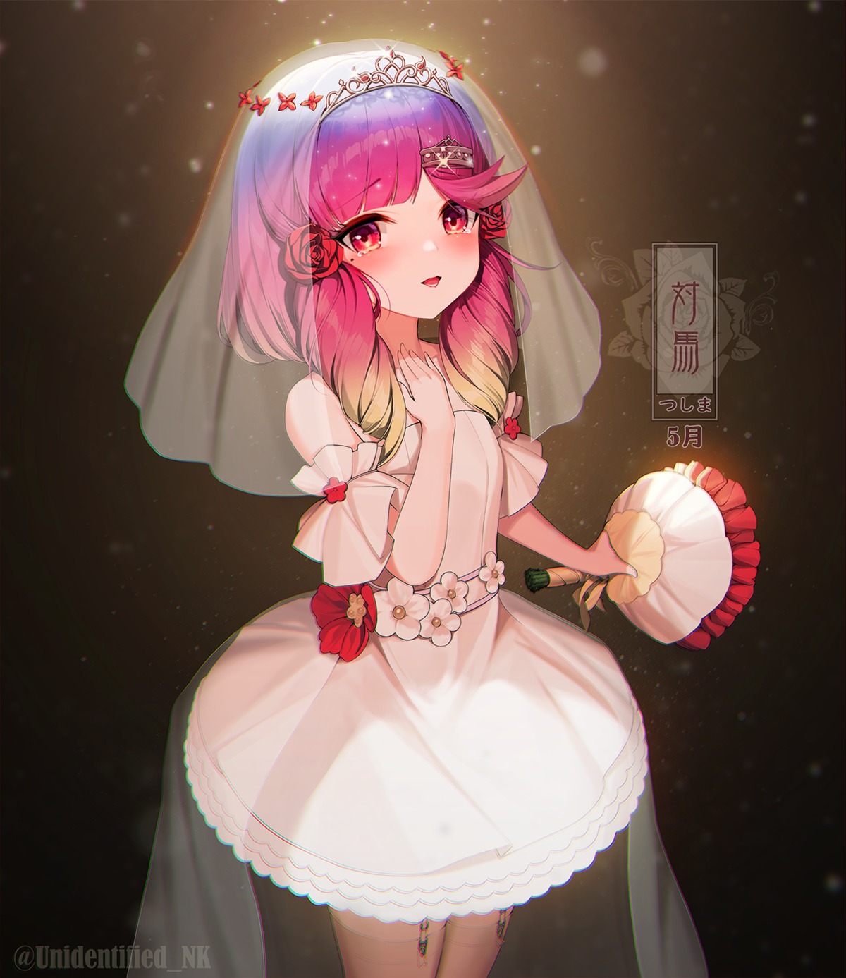 dress, kantai_collection, stockings, thighhighs, tsushima_(kancolle), unidentified_nk, wedding_dress