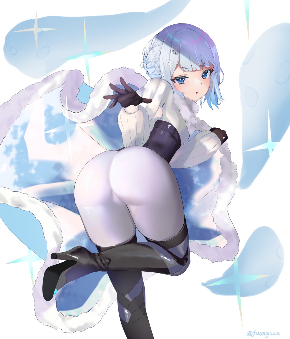 ass, fuenyuan, heels, thighhighs