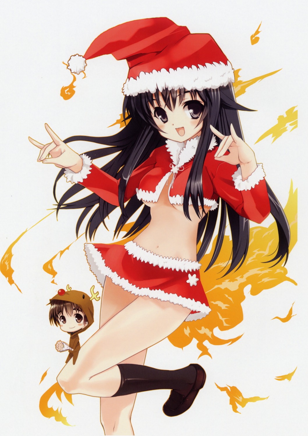 christmas, kanokon, koin, minamoto_chizuru, oyamada_kouta, underboob