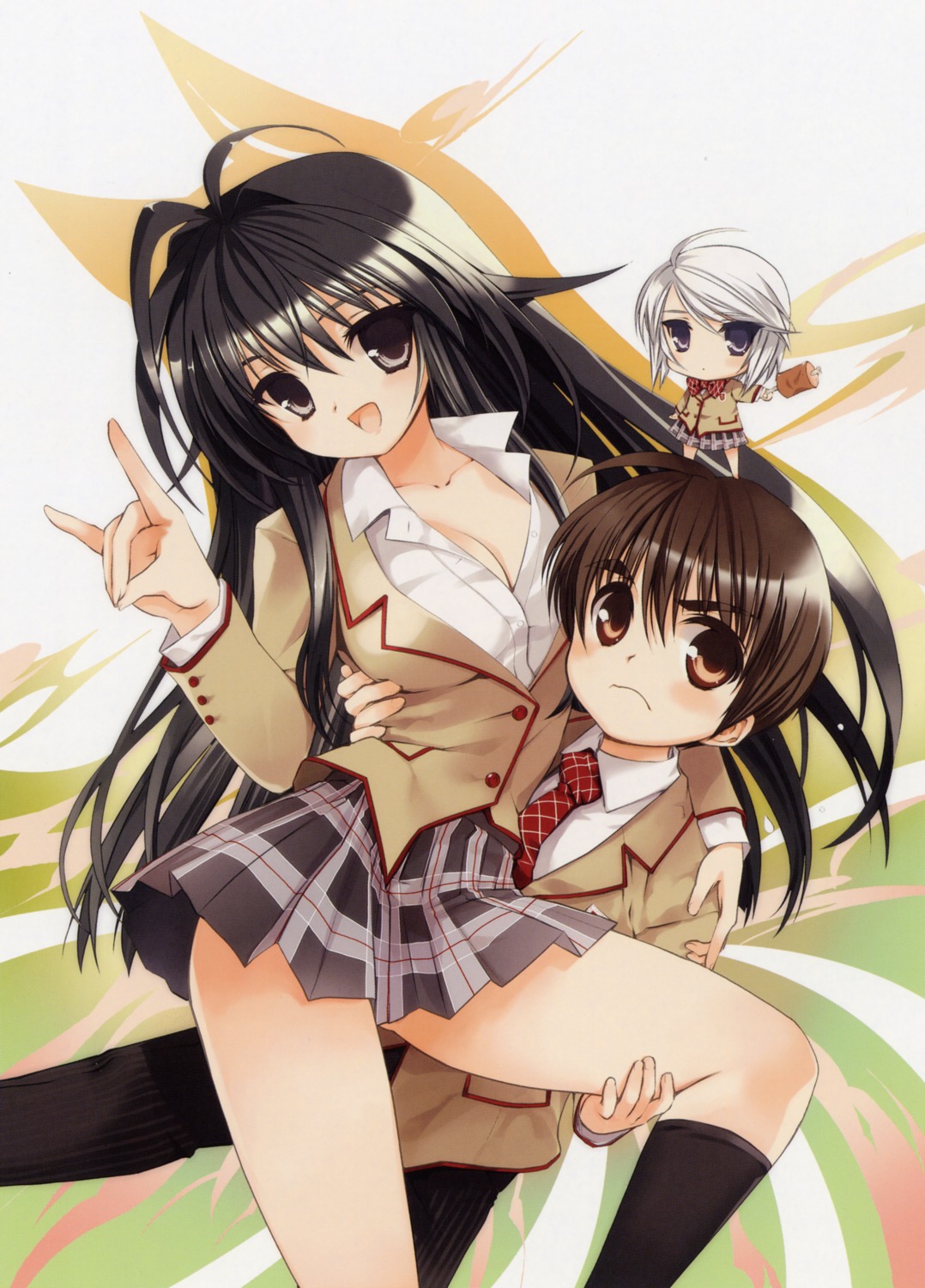 chibi, ezomori_nozomu, kanokon, koin, minamoto_chizuru, oyamada_kouta, seifuku