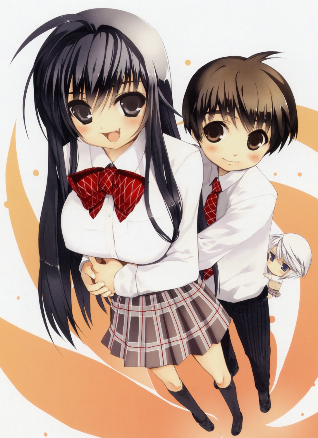 chibi, ezomori_nozomu, kanokon, koin, minamoto_chizuru, oyamada_kouta, seifuku