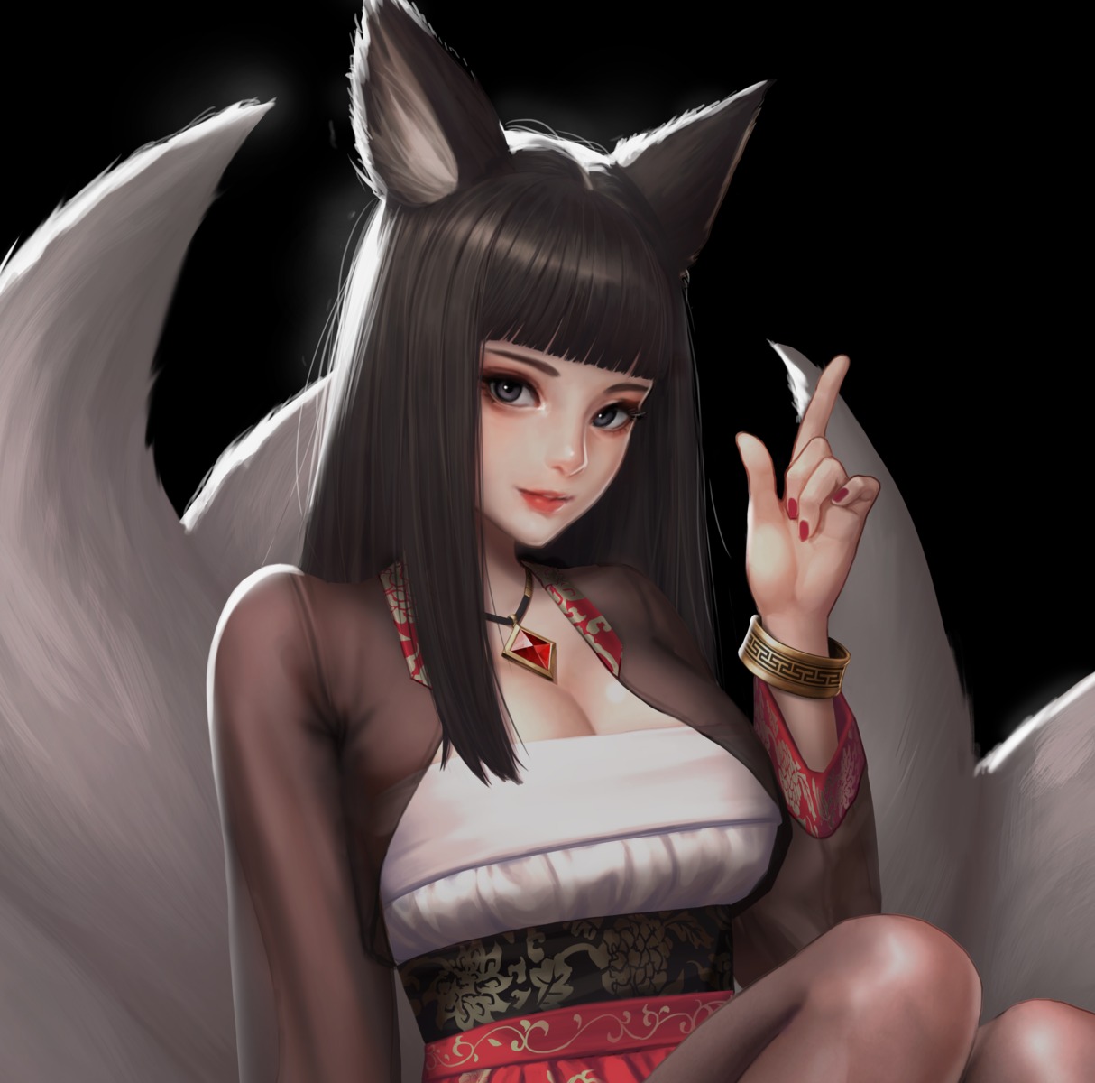 animal_ears, asian_clothes, kim_jungon, kitsune, see_through, tail
