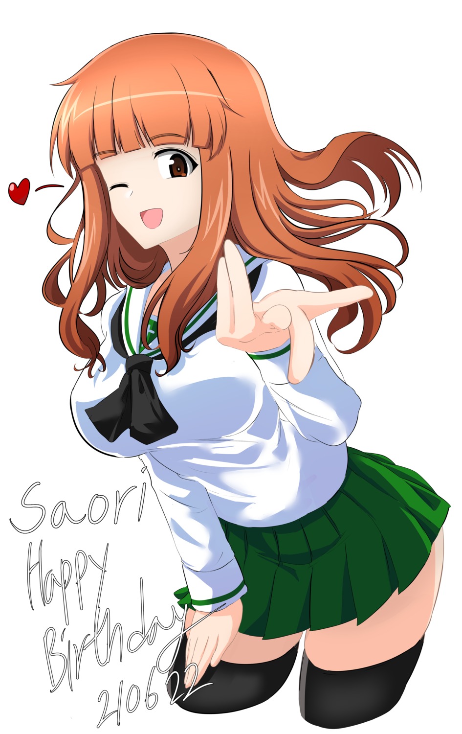 aikir_(jml5160), girls_und_panzer, seifuku, skirt_lift, takebe_saori, thighhighs