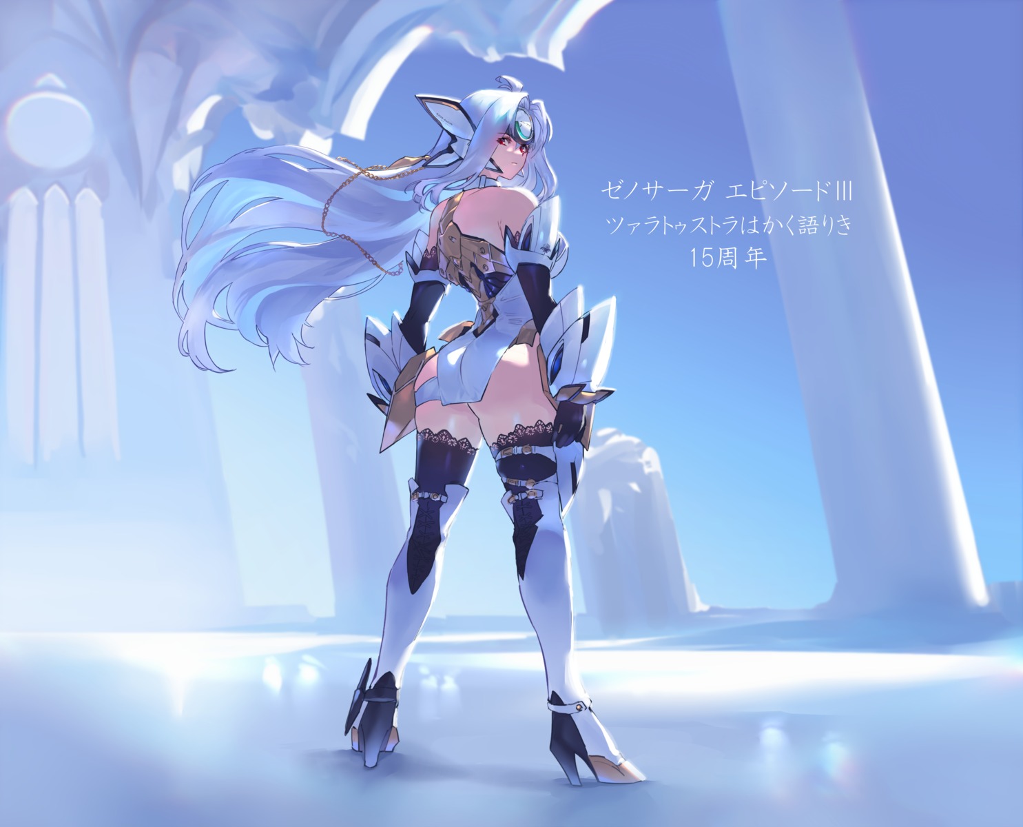 ass, heels, kos-mos, mecha_musume, negresco, no_bra, thighhighs, xenosaga