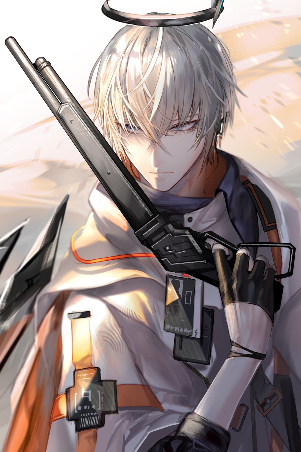 angel, arknights, executor_(arknights), gun, male, pottsness