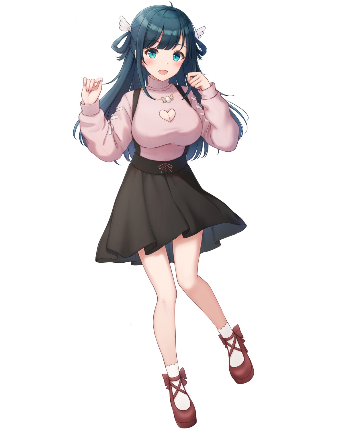 amano_nene_(vtuber), cleavage, heels, indie_virtual_youtuber, skirt_lift, sweater, yukiunag1