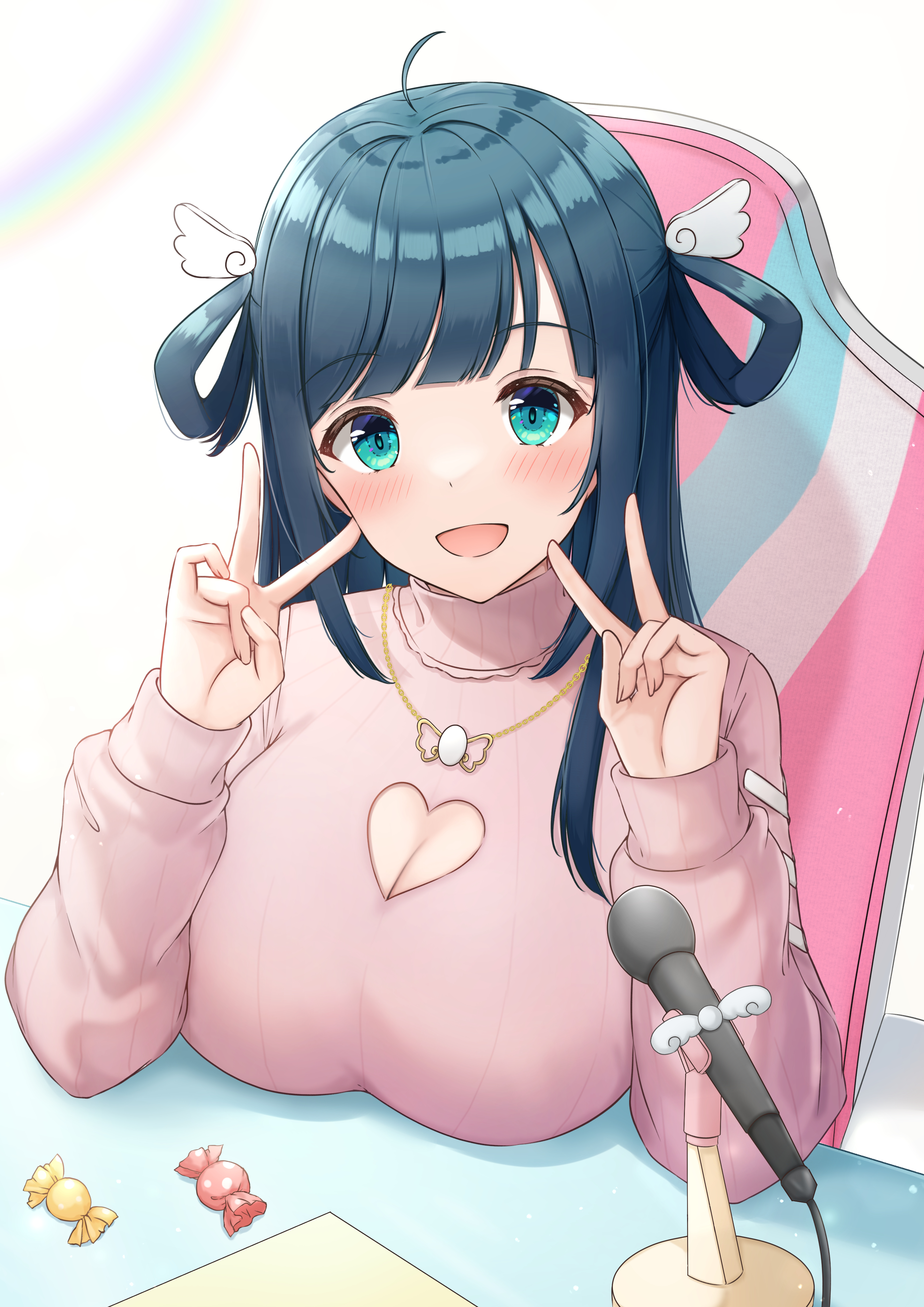 amano_nene_(vtuber), cleavage, indie_virtual_youtuber, sweater, yukiunag1
