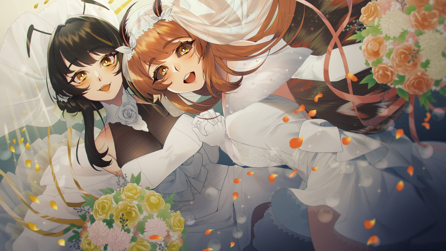 dress, mimiko_(fuji_310), skirt_lift, wallpaper, wedding_dress, wings