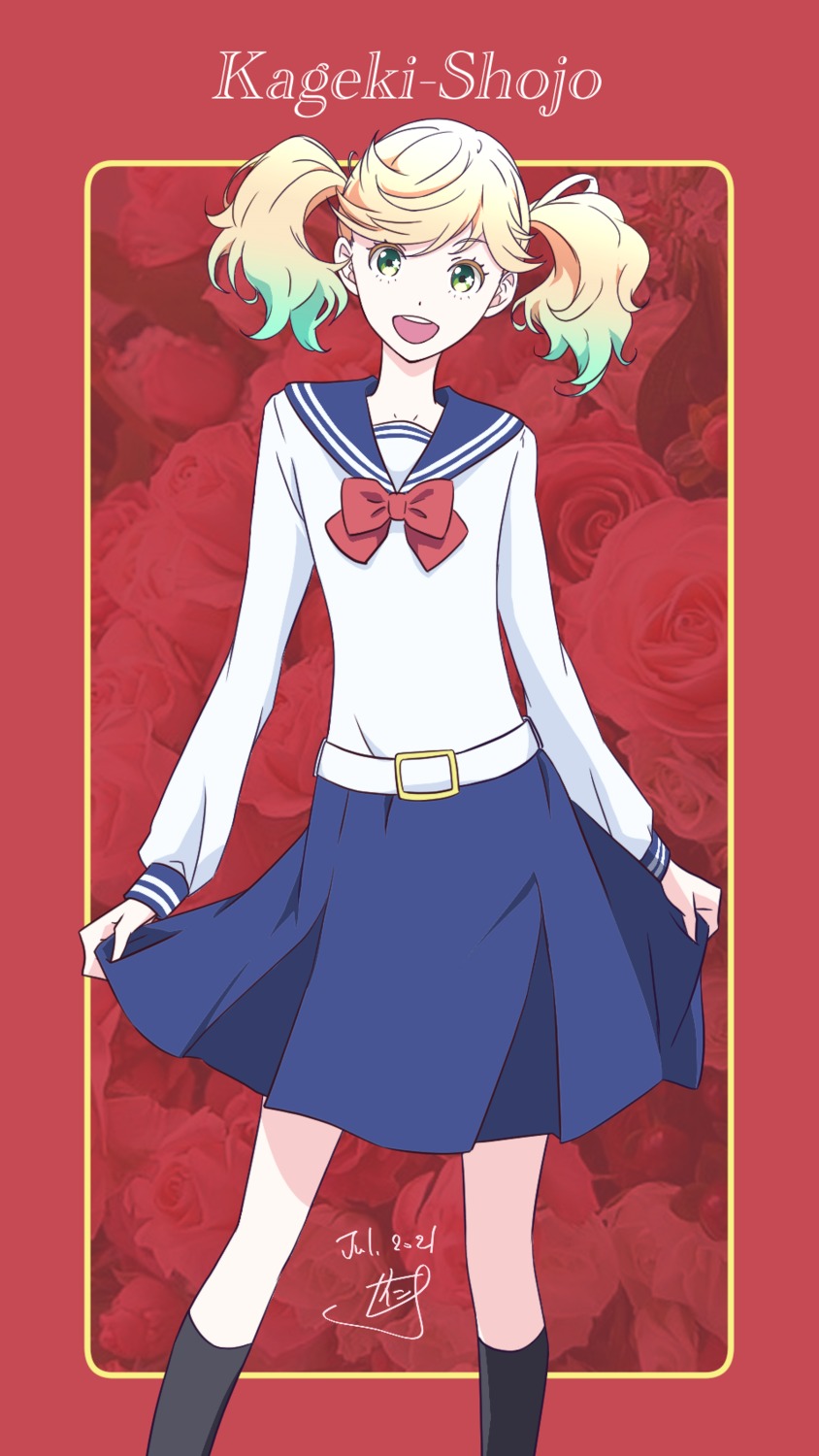kageki_shoujo!!, nii_manabu, seifuku, skirt_lift, watanabe_sarasa