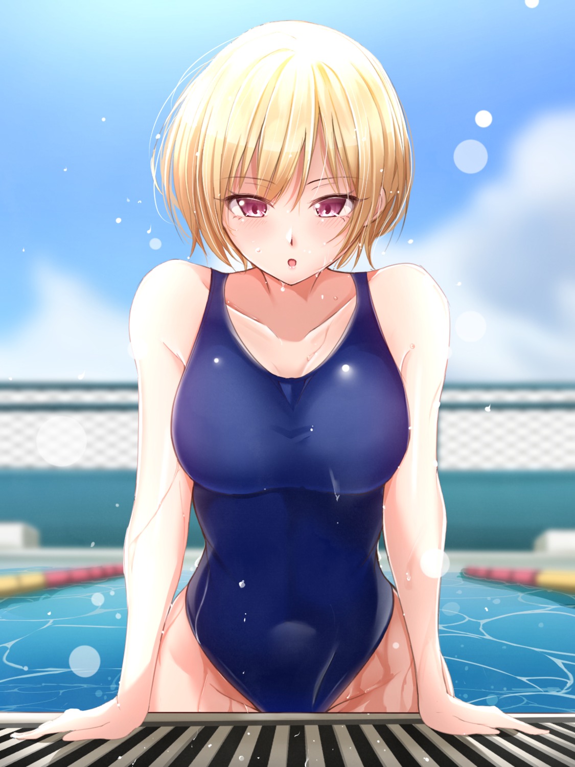 saijou_juri, school_swimsuit, swimsuits, the_idolm@ster, the_idolm@ster_shiny_colors, wet, yoshimoto_(carpsukidayo)