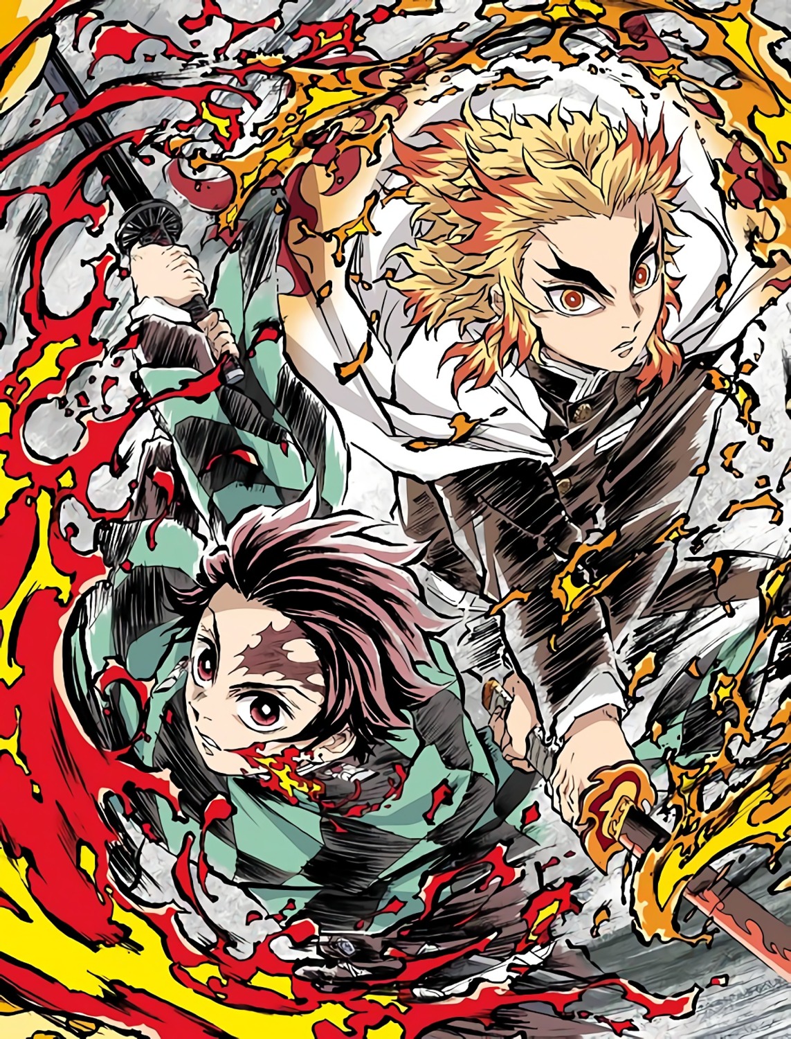 kamado_tanjirou, kimetsu_no_yaiba, rengoku_kyoujurou