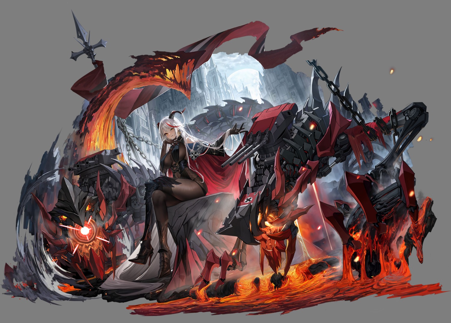 aegir_(azur_lane), azur_lane, bodysuit, heels, mecha, thighhighs, transparent_png, yunsang