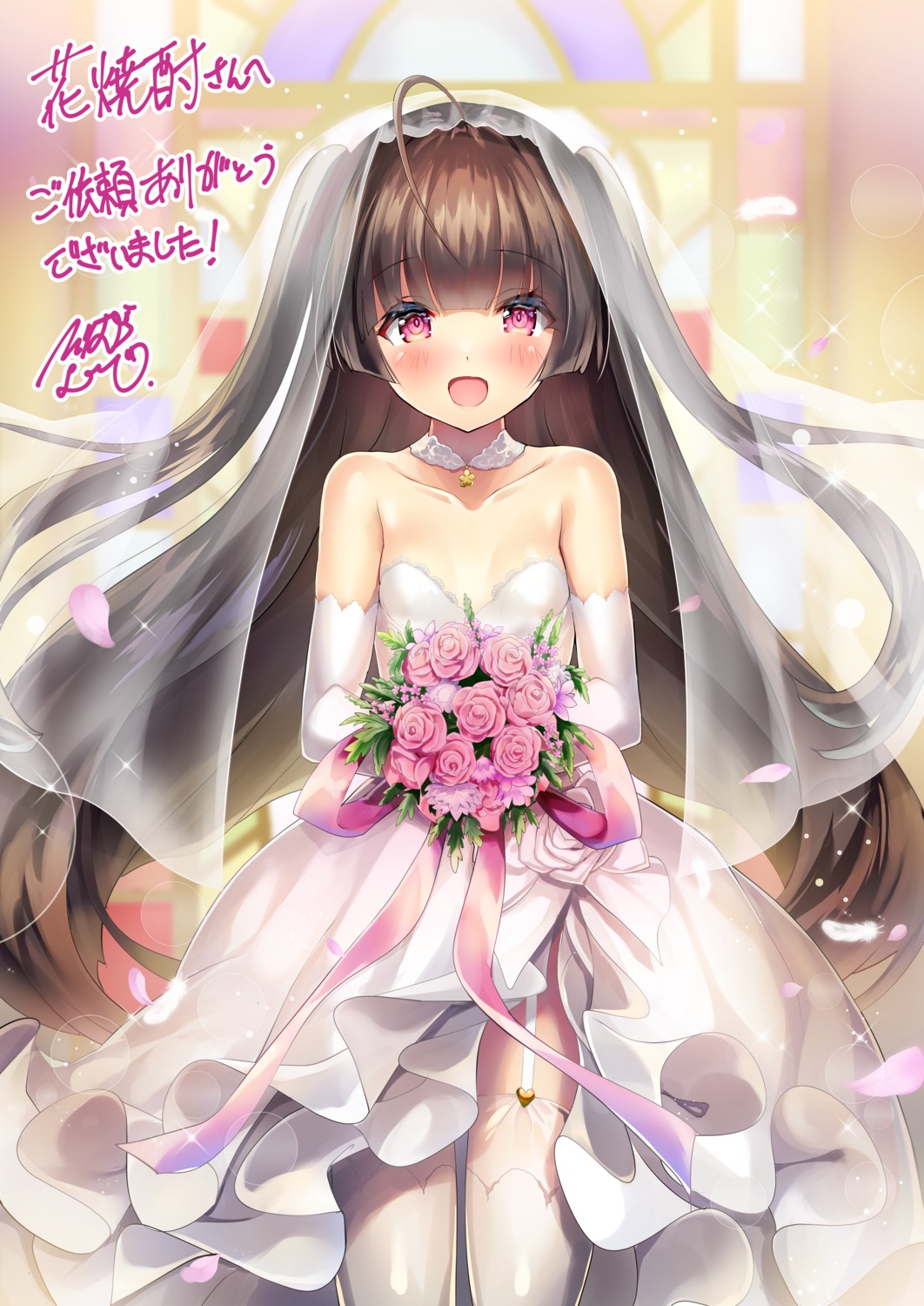 dress, no_bra, sorimura_youji, stockings, thighhighs, wedding_dress
