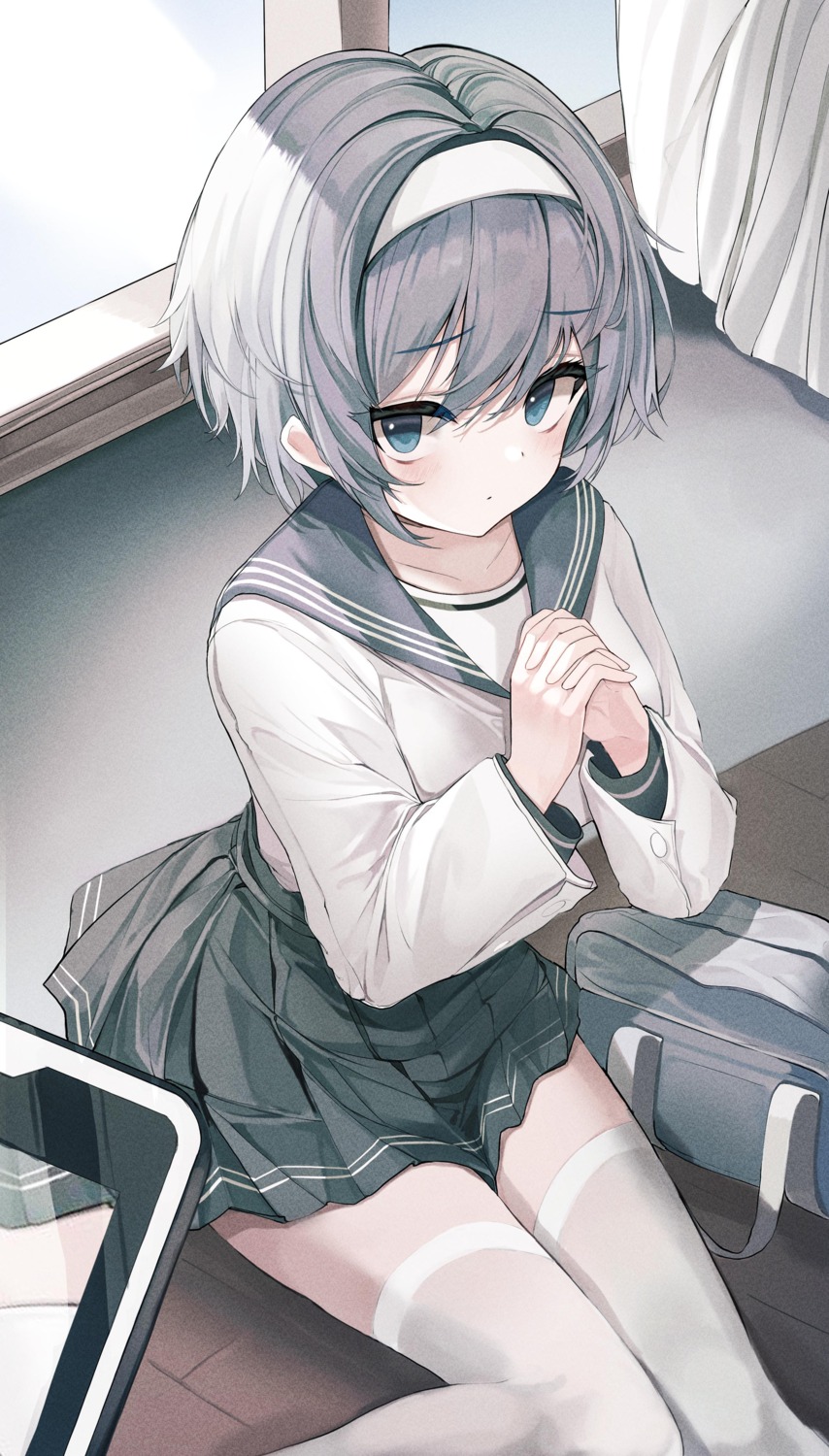 ahr_tato, seifuku, skirt_lift, thighhighs