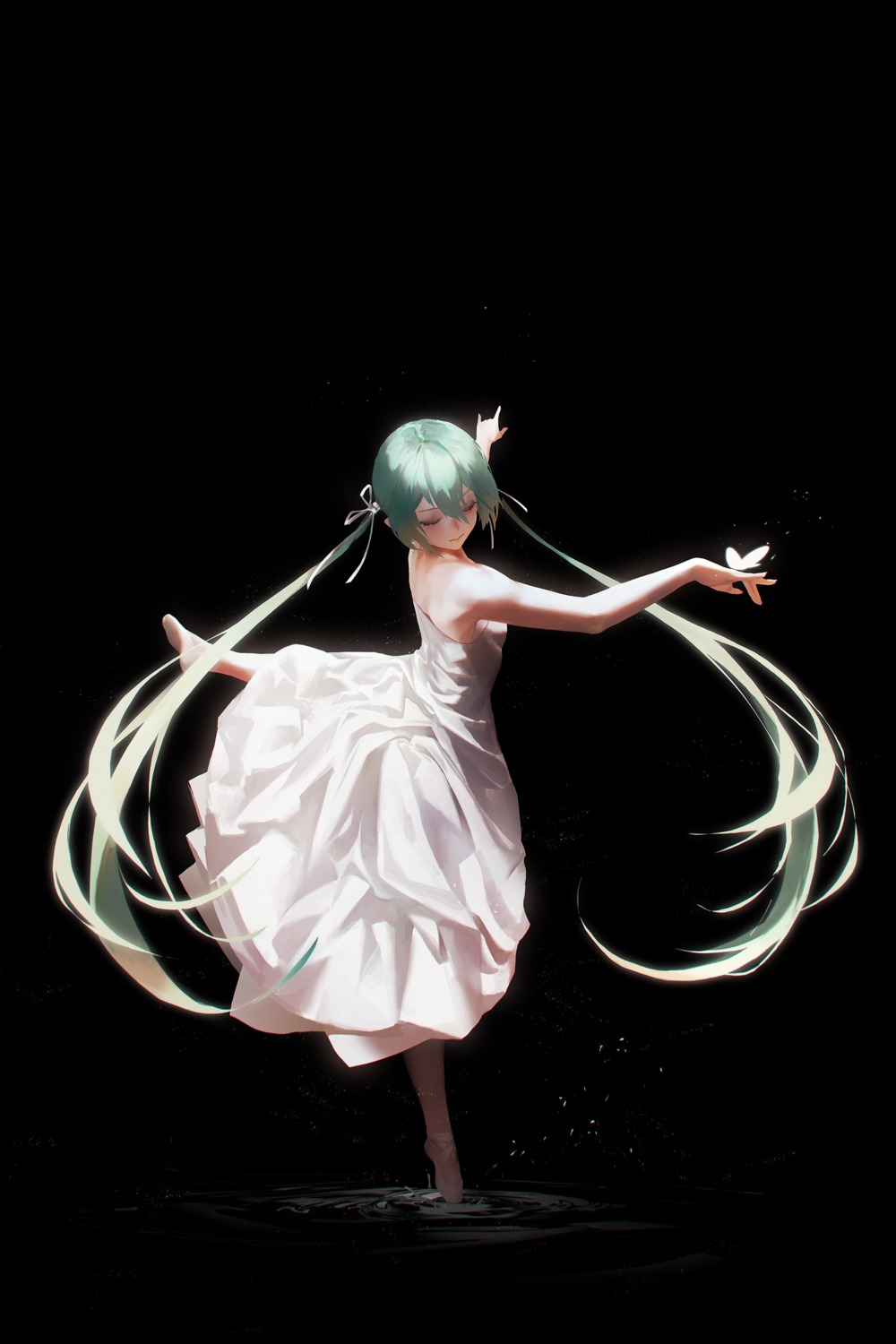 dress, hatsune_miku, no_bra, rsef, skirt_lift, vocaloid