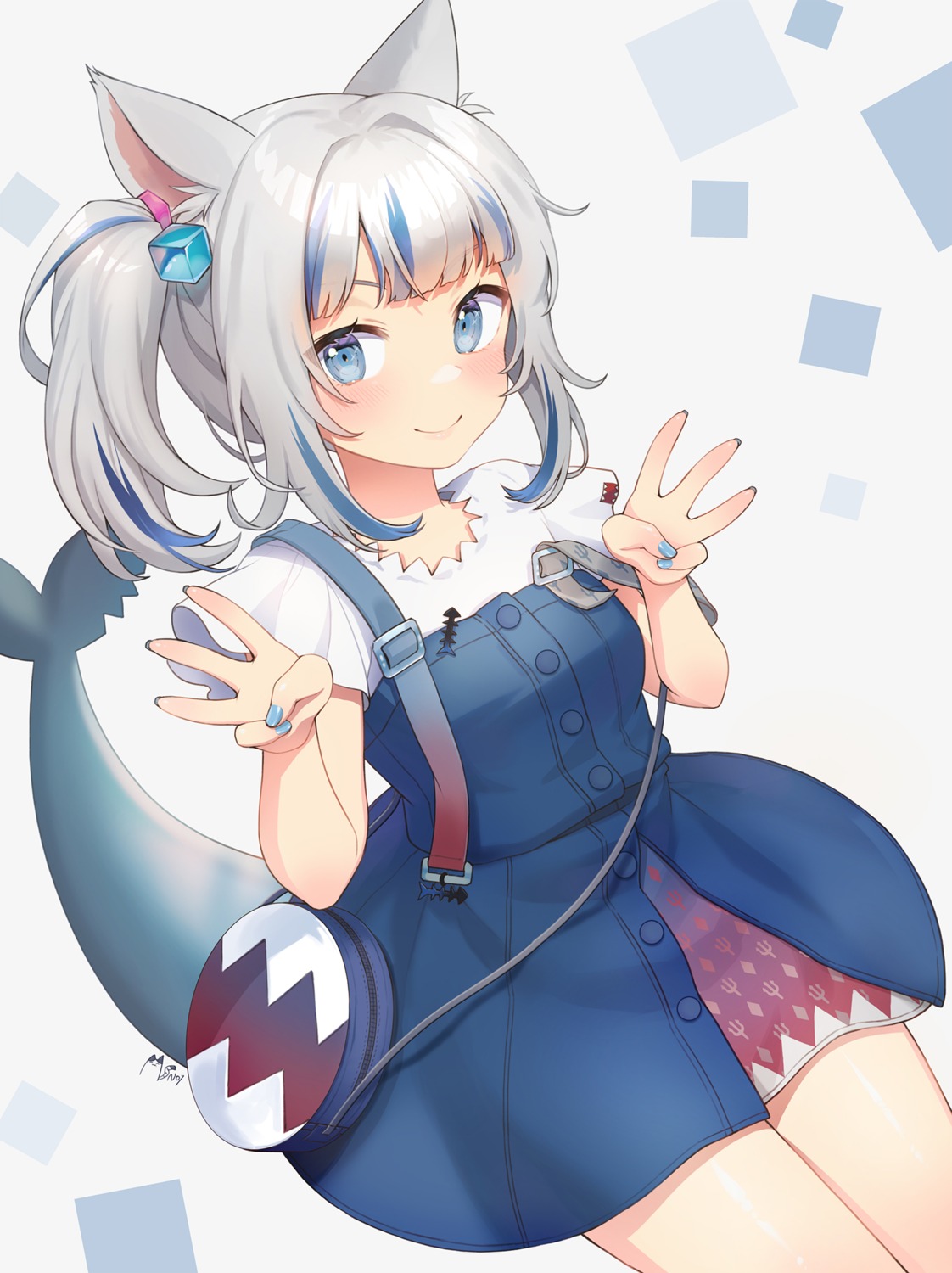 animal_ears, dress, gawr_gura, hololive, hololive_english, nekomimi, noixen, skirt_lift