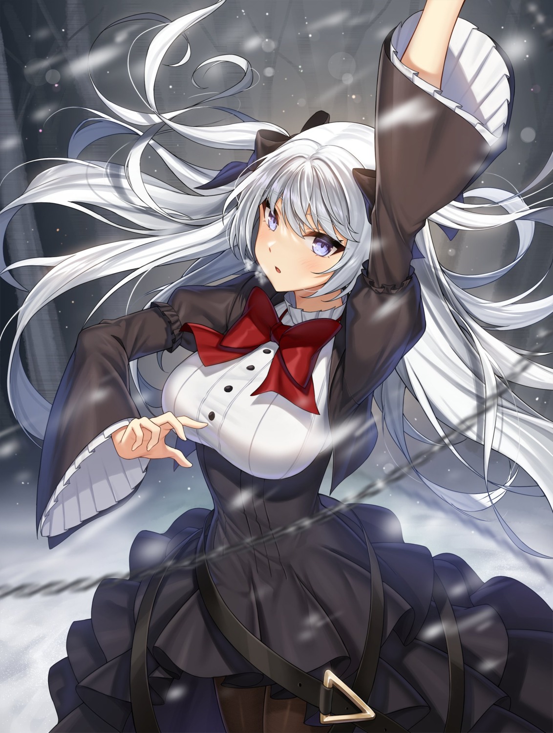 2qba, counter:side, dress, gothic_lolita, lolita_fashion, pantyhose
