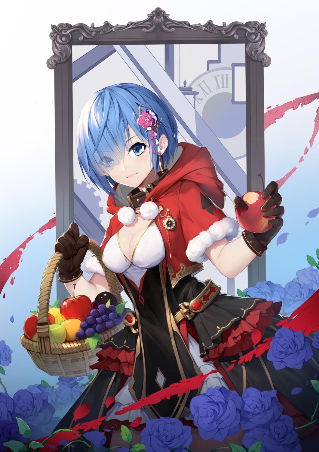 cleavage, dress, re:zero_kara_hajimeru_isekai_seikatsu, rem_(re_zero), sanyuejiuri