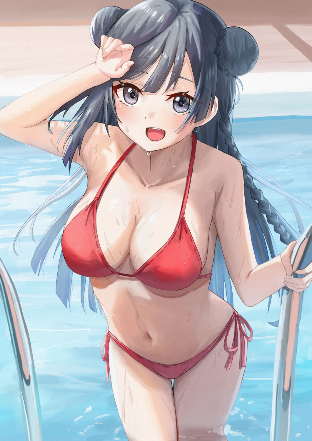 aftamc, bikini, love_live!_(series), love_live!_nijigasaki_gakuen_school_idol_doukoukai, swimsuits, wet, yuuki_setsuna