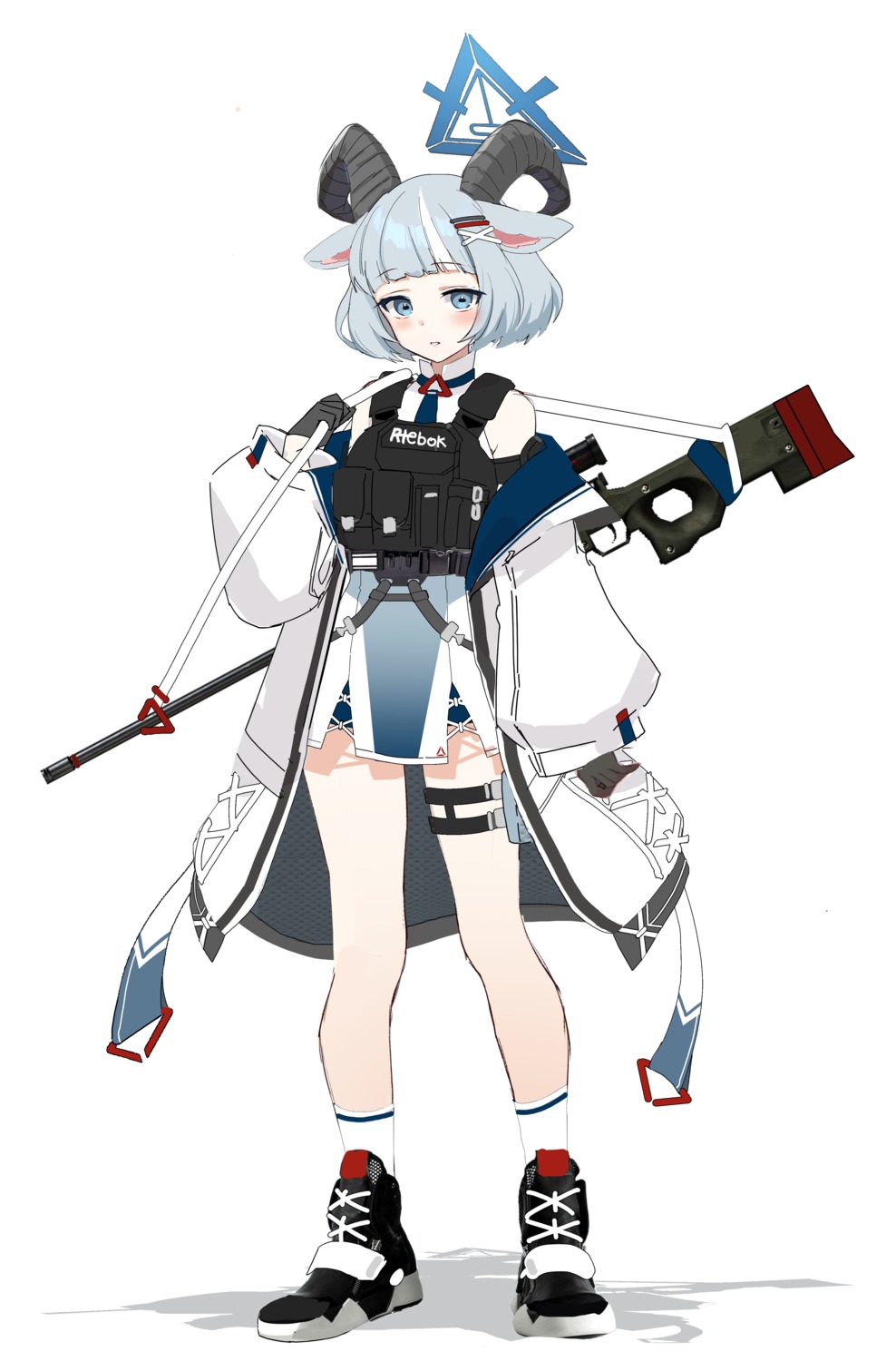angel, animal_ears, garter, gun, horns, pn_(wnsl216)