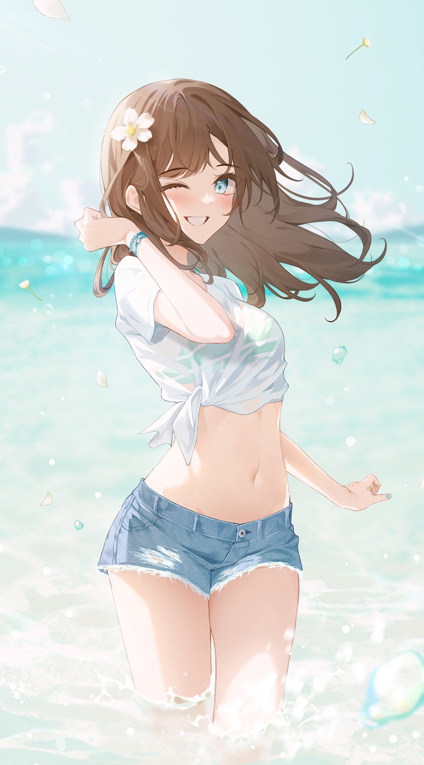 bikini_top, connie_(keean2019), see_through, shirt_lift, swimsuits, wet, wet_clothes