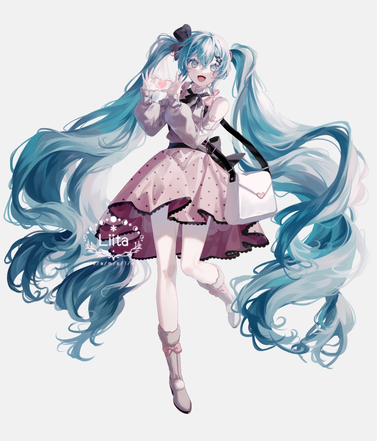 dress, hatsune_miku, liita_(dusk_snow), official_watermark, tattoo, vocaloid
