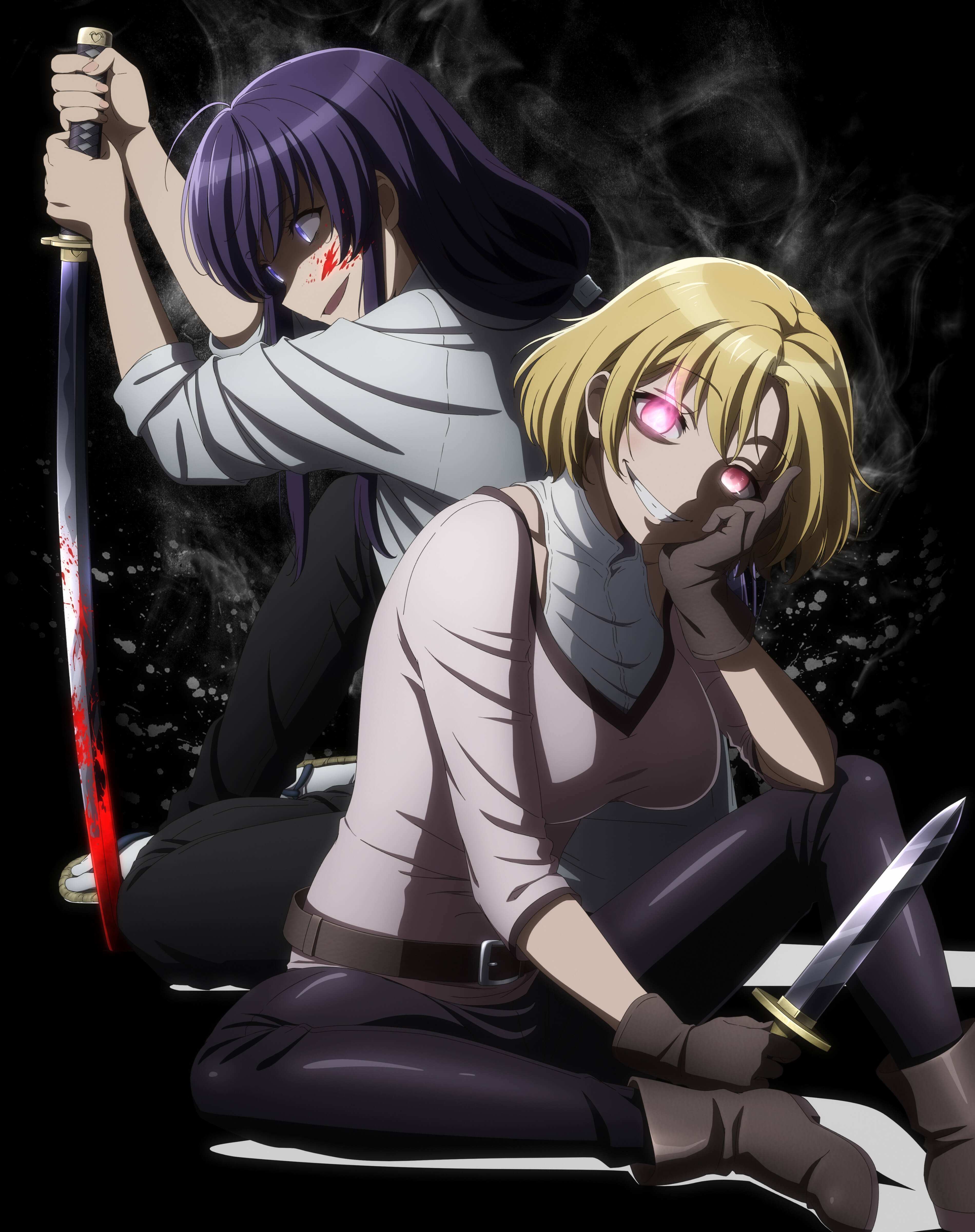 blood, mikoto_(peach_boy_riverside), peach_boy_riverside, sally_(peach_boy_riverside), sword, tagme, weapon