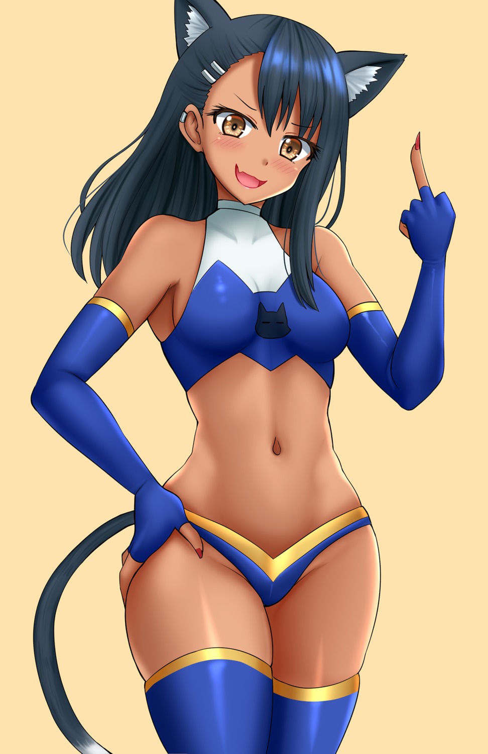 animal_ears, bikini_armor, ijiranaide_nagatoro-san, kazenokaze, nagatoro_hayase, nekomimi, tail, thighhighs