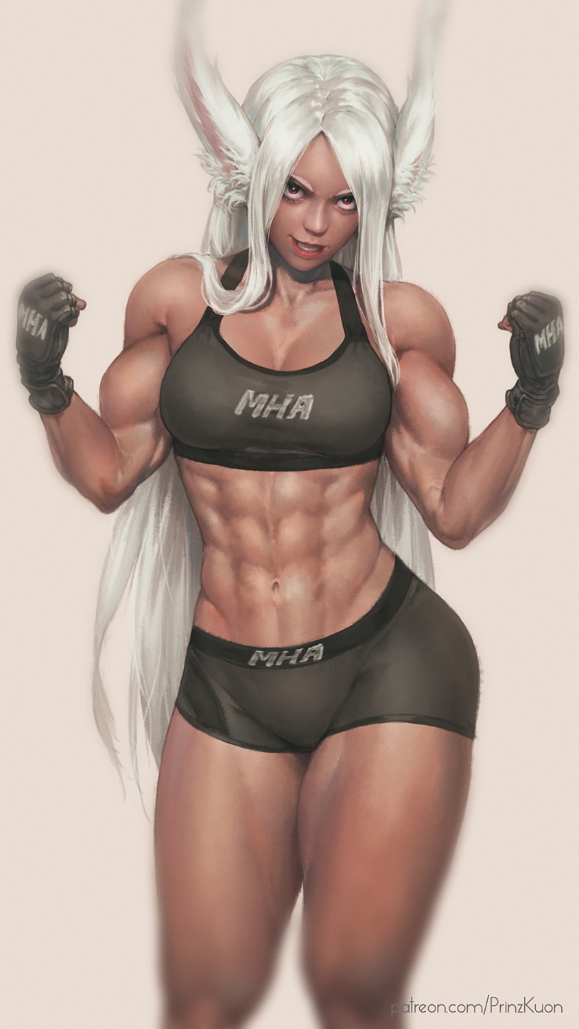 animal_ears, bike_shorts, boku_no_hero_academia, bra, bunny_ears, gym_uniform, kuon_(kwonchanji), usagiyama_rumi