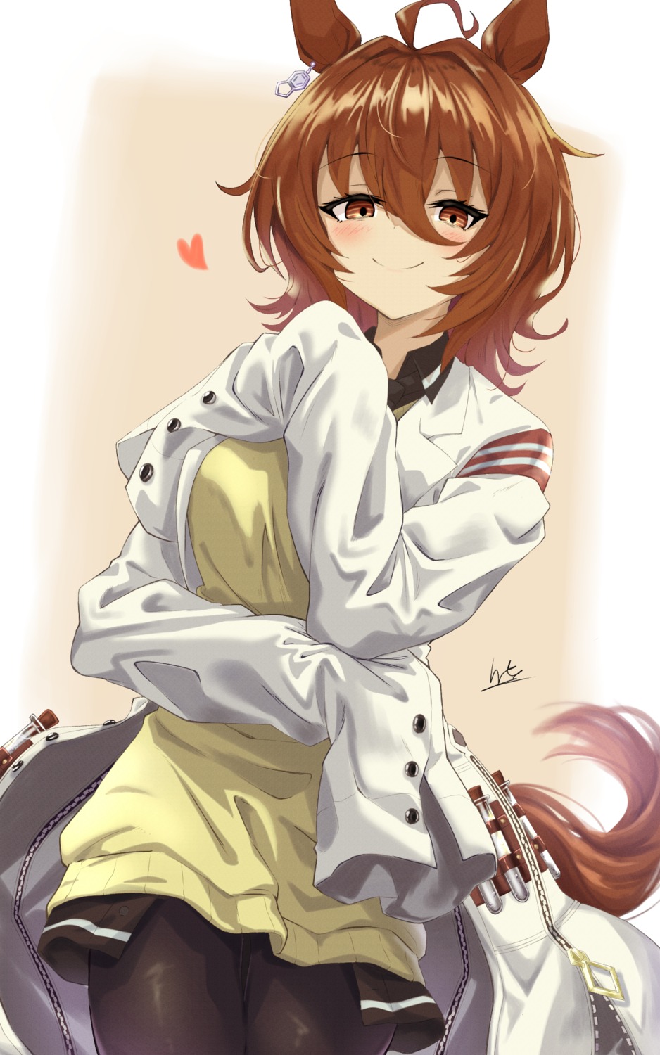 agnes_tachyon_(umamusume), animal_ears, pantyhose, sekitsuki_hayato, sweater, tail, uma_musume_pretty_derby, uniform