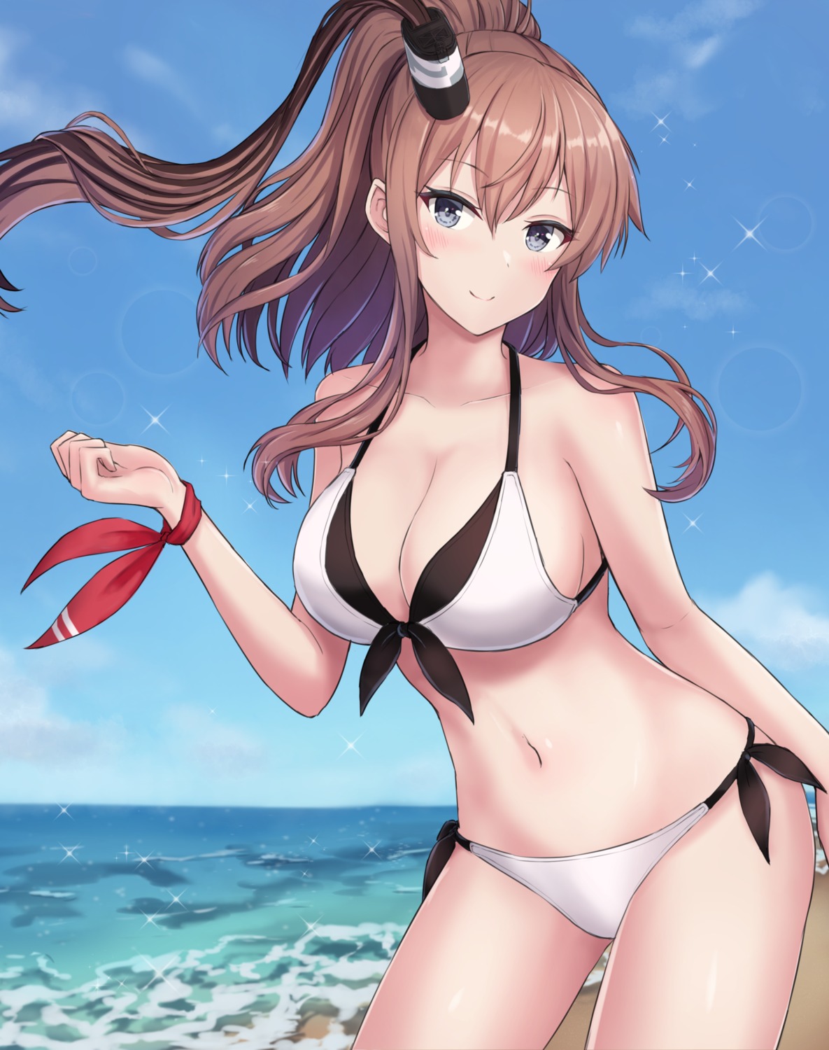 bikini, cleavage, kantai_collection, monoku, saratoga_(kancolle), swimsuits
