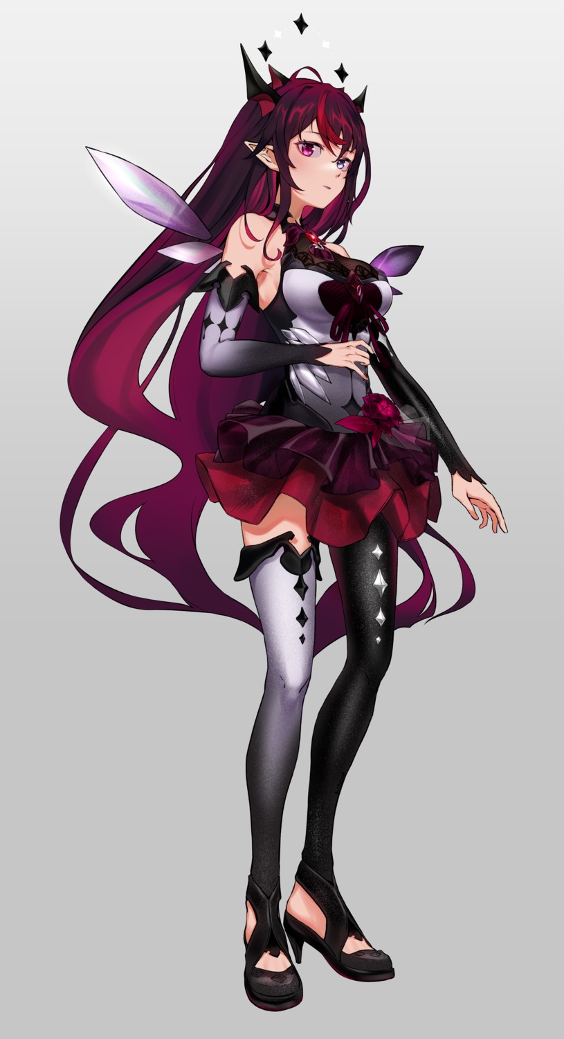 artpatient, dress, heels, heterochromia, hololive, hololive_english, horns, irys_(hololive), pointy_ears, see_through, thighhighs, wings
