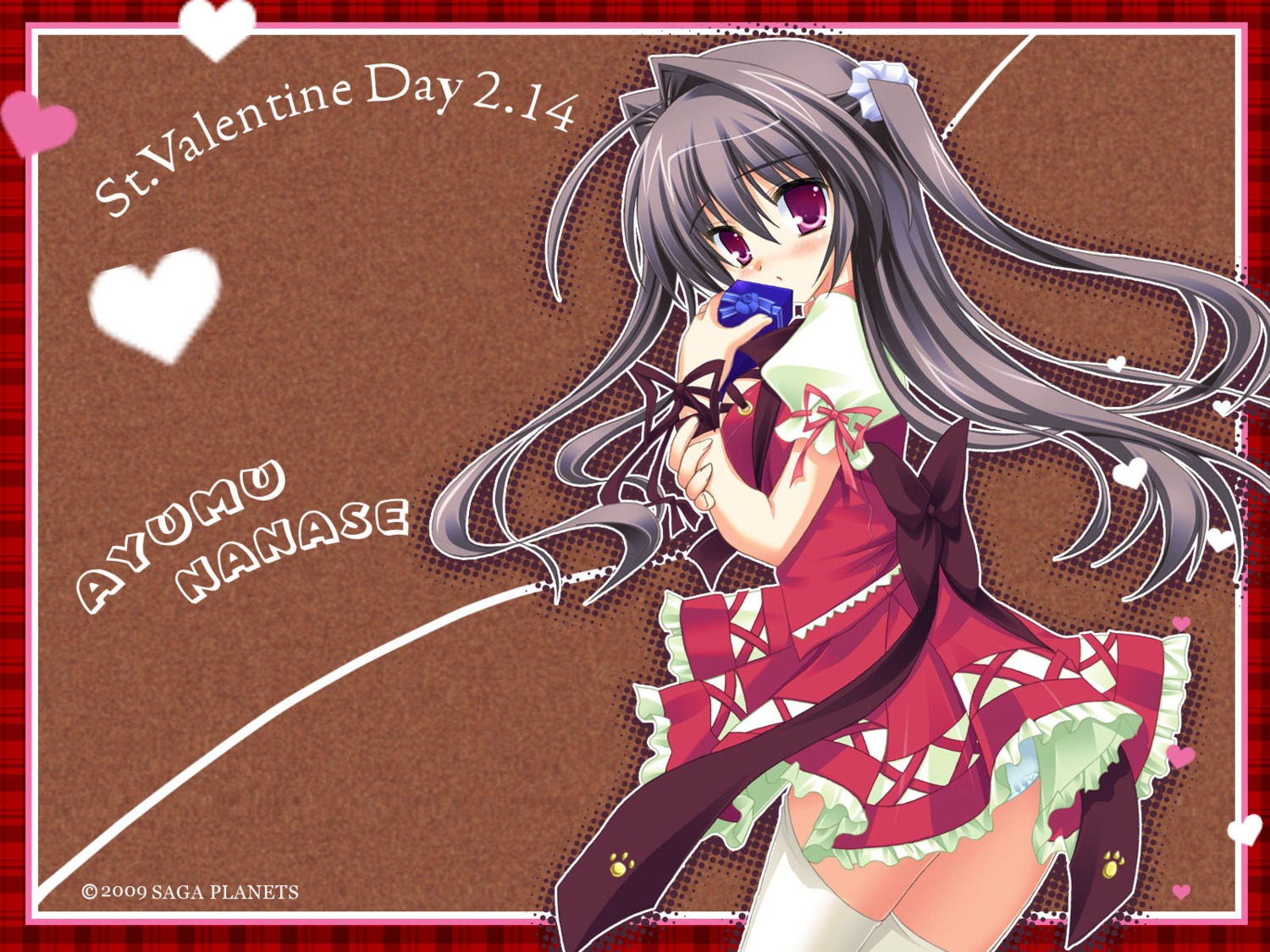 kozakura_ryou, nanase_ayumu, natsu_yume_nagisa, pantsu, thighhighs, valentine, wallpaper